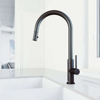 Pull-down kitchen faucet with dual-mode sprayer and compression connection