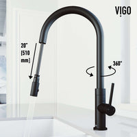 Modern contemporary kitchen faucet with pull-down spray and deck mount installation