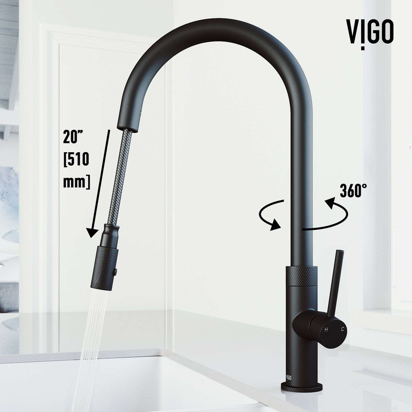 Modern contemporary kitchen faucet with pull-down spray and deck mount installation