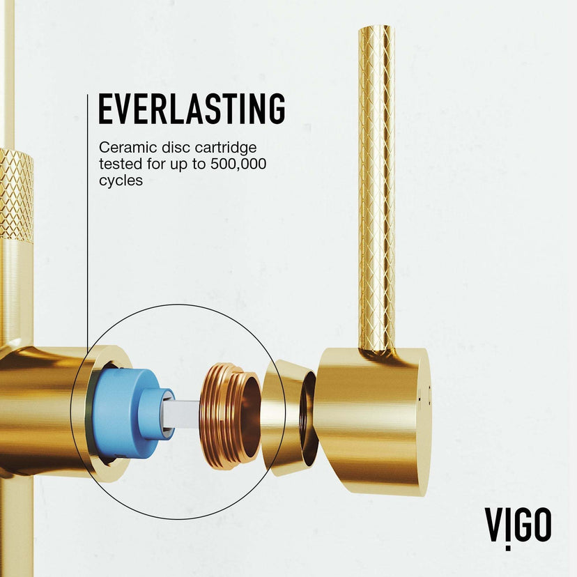 Modern single handle faucet in matte brushed gold with 360-degree swivel spout