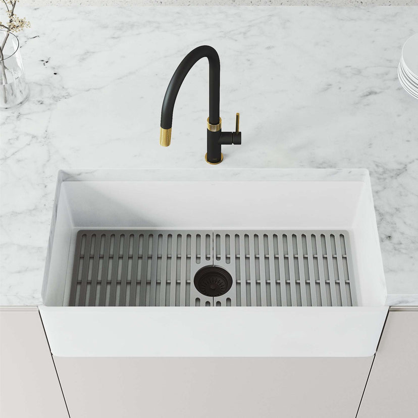 Water-efficient black and gold faucet with spot-resistant finish