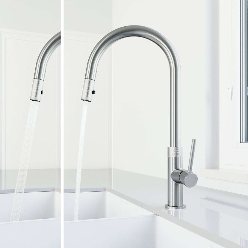 Single handle kitchen faucet featuring ceramic disc cartridge and lever handle