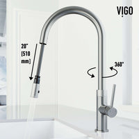 Contemporary kitchen faucet with pull-down spray and deck mount installation