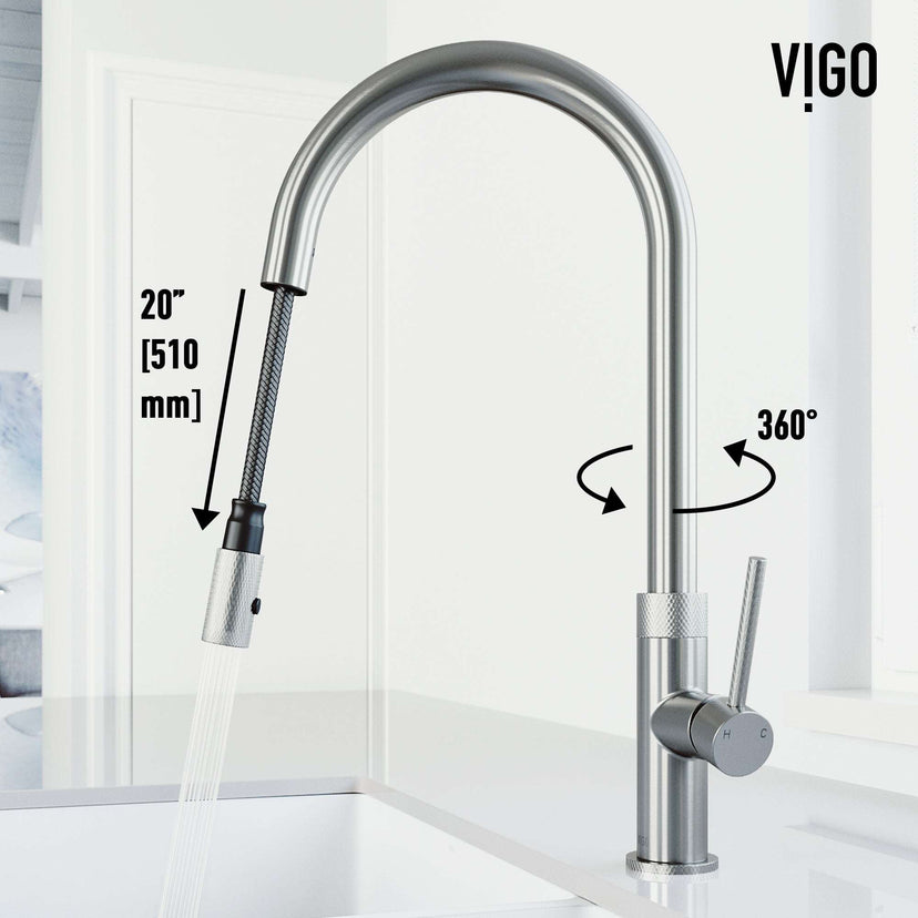 Contemporary kitchen faucet with pull-down spray and deck mount installation