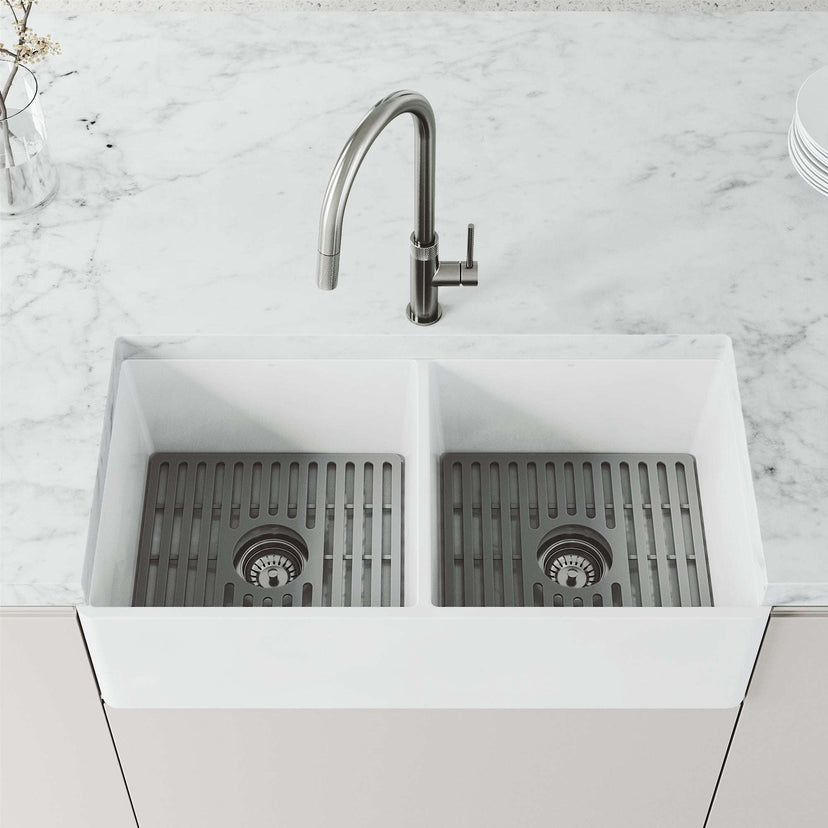 Water-efficient stainless steel faucet with spot-resistant finish