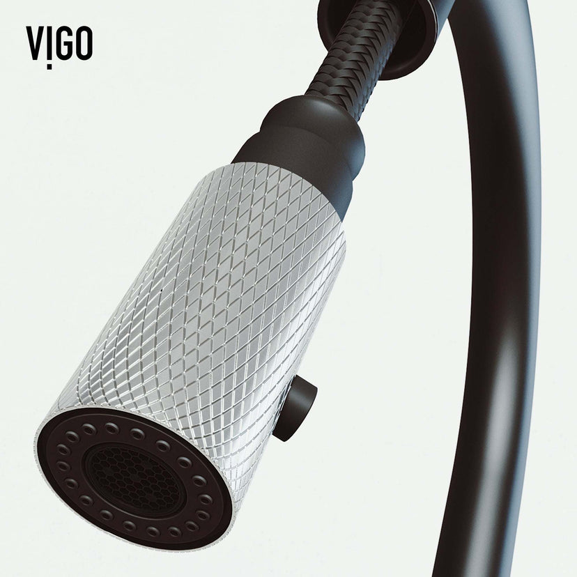Deck-mounted kitchen faucet with ceramic disc cartridge and pull-down sprayer