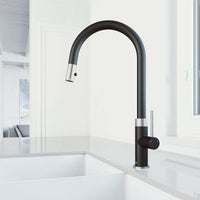 Pull-down kitchen faucet with dual-mode sprayer and compression connection