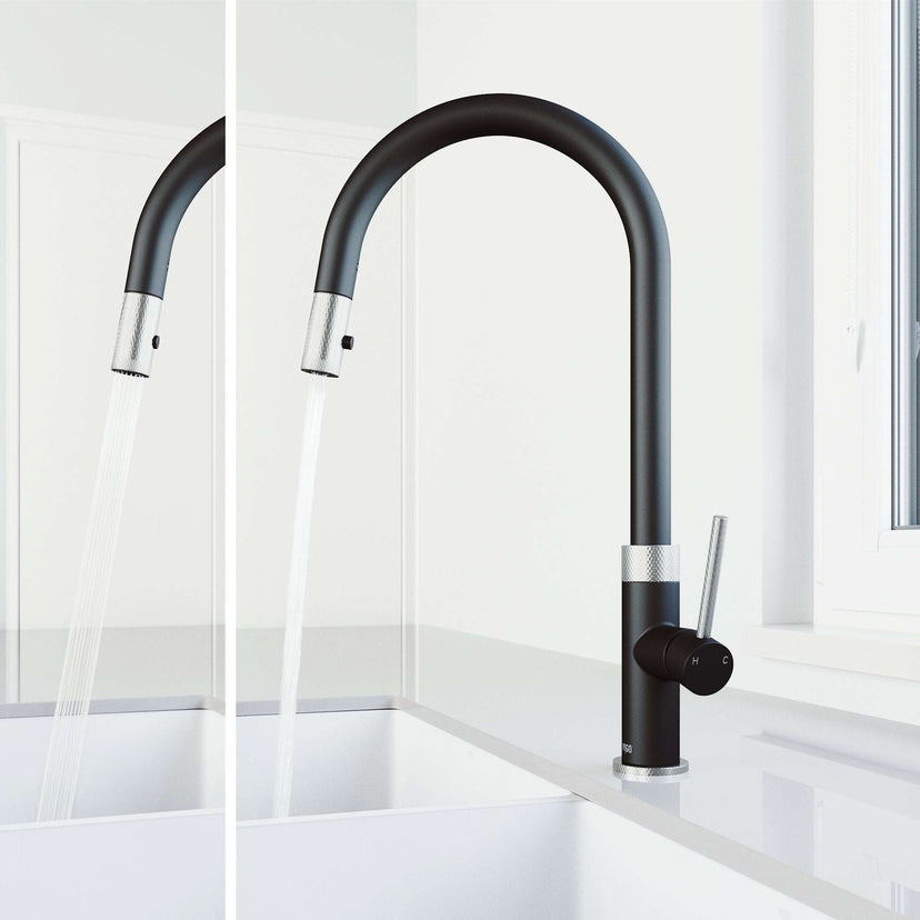 Single handle kitchen faucet featuring ceramic disc valve and lever handle