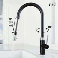 Contemporary kitchen faucet with pull-down spray and deck mount installation