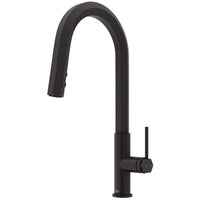 VIGO Hart Pull-Down Kitchen Faucet in stainless steel with hexagonal body and high-arc spout