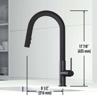 VIGO Hart pull-down kitchen faucet in stainless steel with hexagonal design and high-arc spout