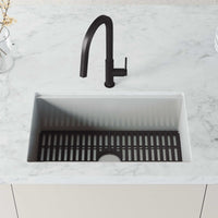 Hart Pull-Down Kitchen Faucet in stainless steel with hexagonal design and high-arc spout