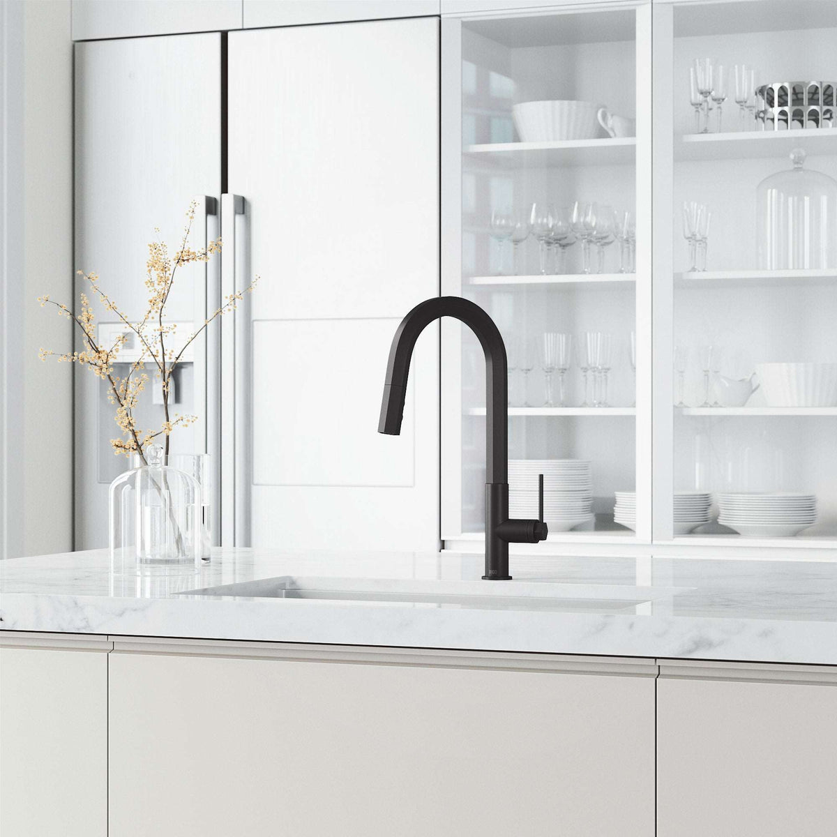 Stainless steel Hart pull-down kitchen faucet with hexagonal design and high-arc spout