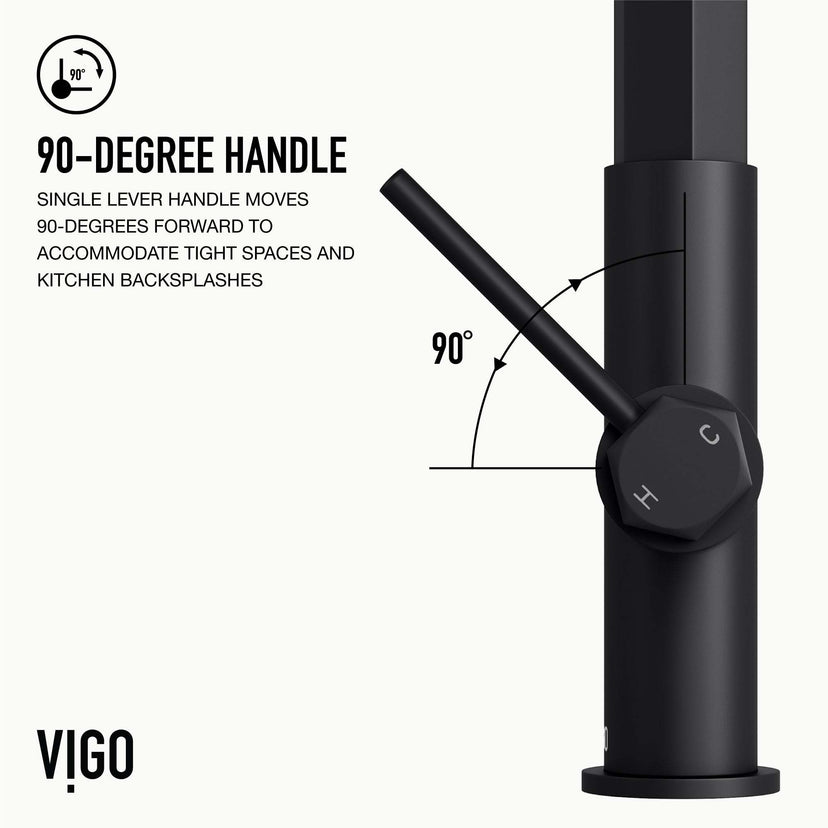 VIGO Hart Hexad pull-down kitchen faucet in stainless steel with high-arc spout and hexagonal design