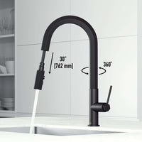 Modern stainless steel Hart pull-down kitchen faucet with hexagonal design and high-arc spout