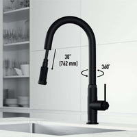 Contemporary kitchen faucet with high-arc gooseneck spout and pull-down spray