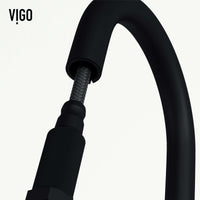 Stainless steel faucet with matte black finish and swivel spout