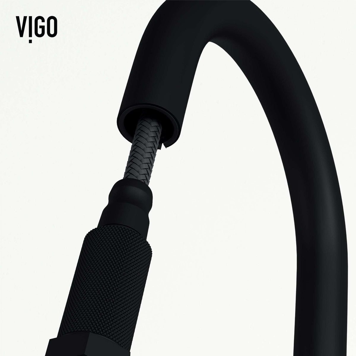 Stainless steel faucet with matte black finish and swivel spout