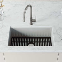 Stainless steel Hart pull-down kitchen faucet with high-arc spout and hexagonal design