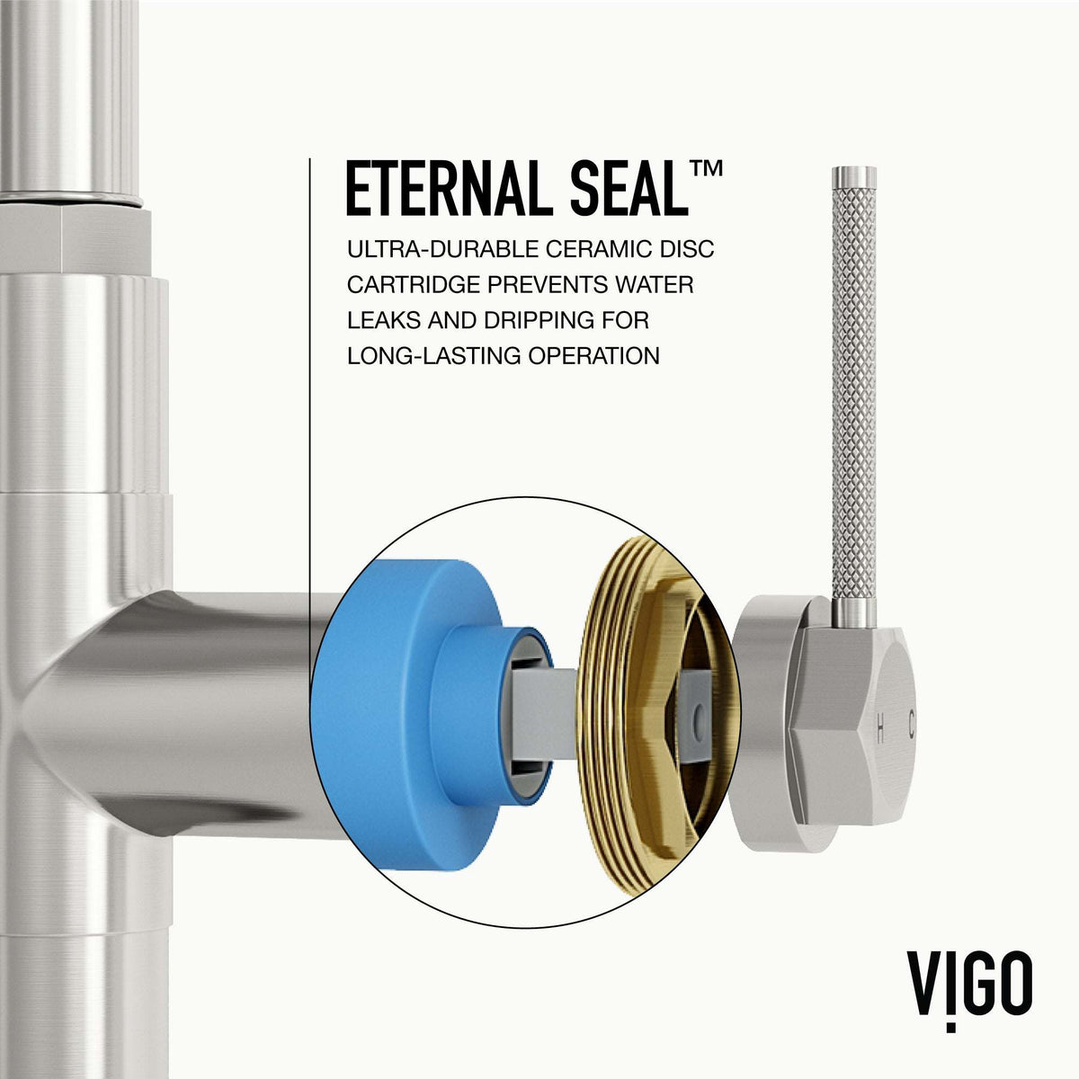 VIGO Hart Stainless Steel Pull-Down Kitchen Faucet with high-arc spout and hexagonal design