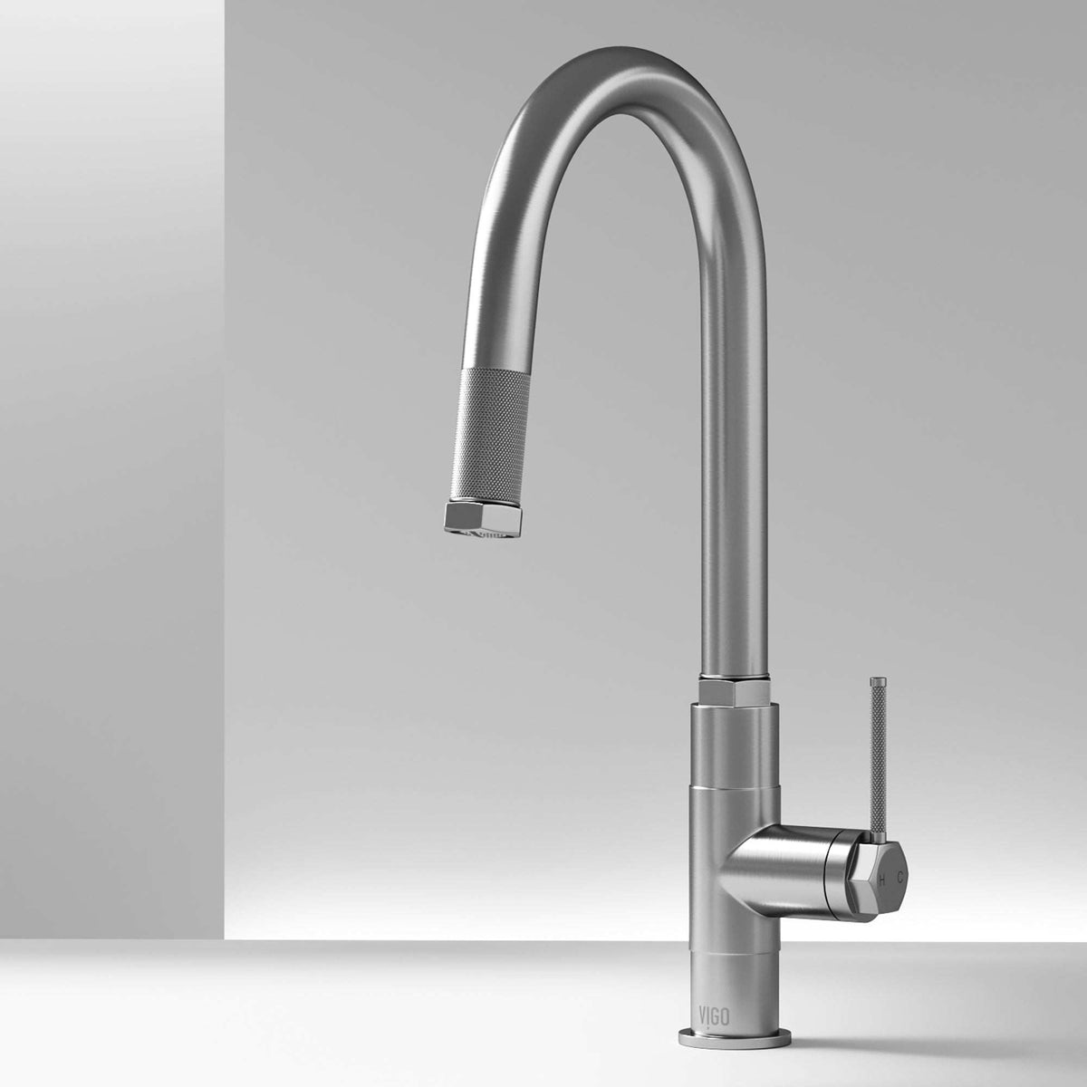 Stainless steel single handle kitchen faucet with pull-down sprayer