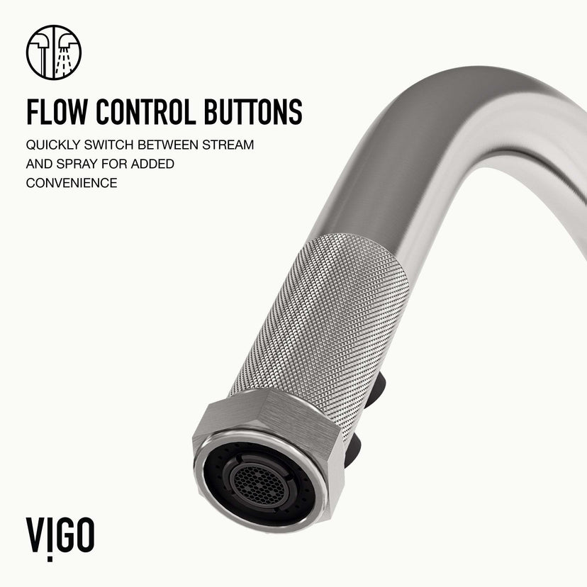 Stainless steel Hart pull-down kitchen faucet with high-arc spout and hexagonal design handle