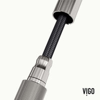 Hart Pull-Down Kitchen Faucet in stainless steel with high-arc spout and hexagonal design