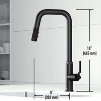VIGO Hart Angular stainless steel pull-down kitchen faucet with high-arc spout and dual-mode spray head