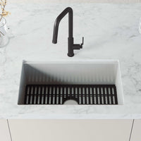 Hart Angular pull-down kitchen faucet in stainless steel with high-arc spout and hexagonal accents