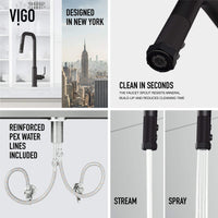 VIGO Hart Angular stainless steel pull-down kitchen faucet with high-arc spout and hexagonal accents