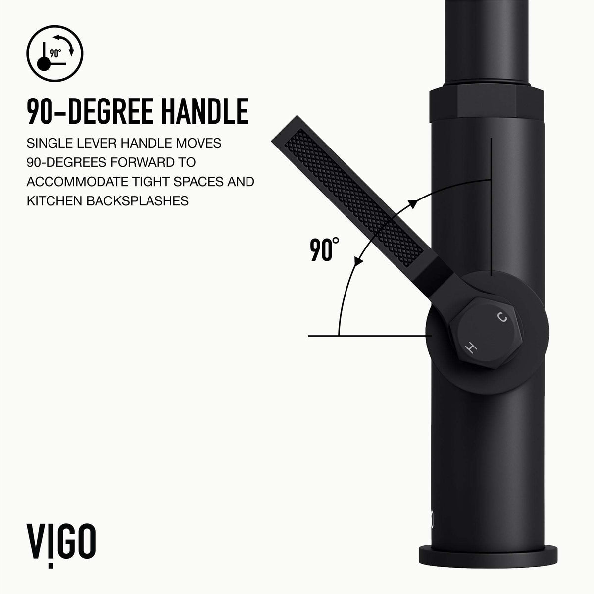 VIGO Hart Angular pull-down kitchen faucet in stainless steel with high-arc spout and geometric accents