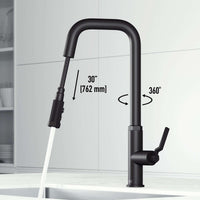 VIGO Hart Angular stainless steel pull-down kitchen faucet with high-arc spout and dual-mode spray head