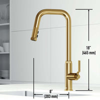 VIGO Hart Angular stainless steel pull-down kitchen faucet with high-arc spout and hexagonal accents
