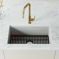 VIGO Hart Angular stainless steel pull-down kitchen faucet with high-arc spout and dual-mode spray head