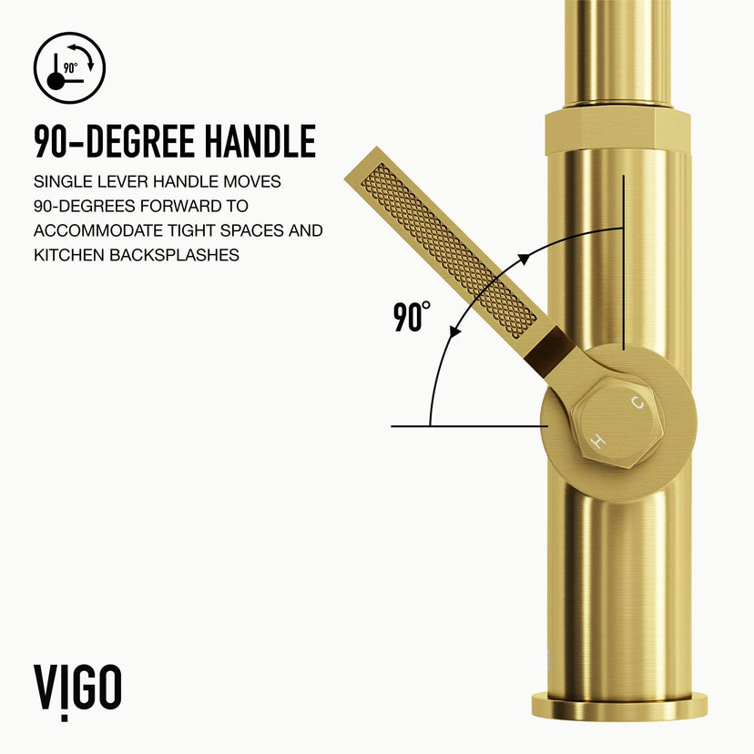 Hart Angular 18-inch stainless steel pull-down kitchen faucet with high-arc spout and hexagonal accents