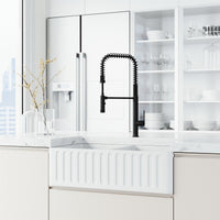 Modern deck-mounted kitchen faucet with ceramic disc cartridge and 360-degree swivel