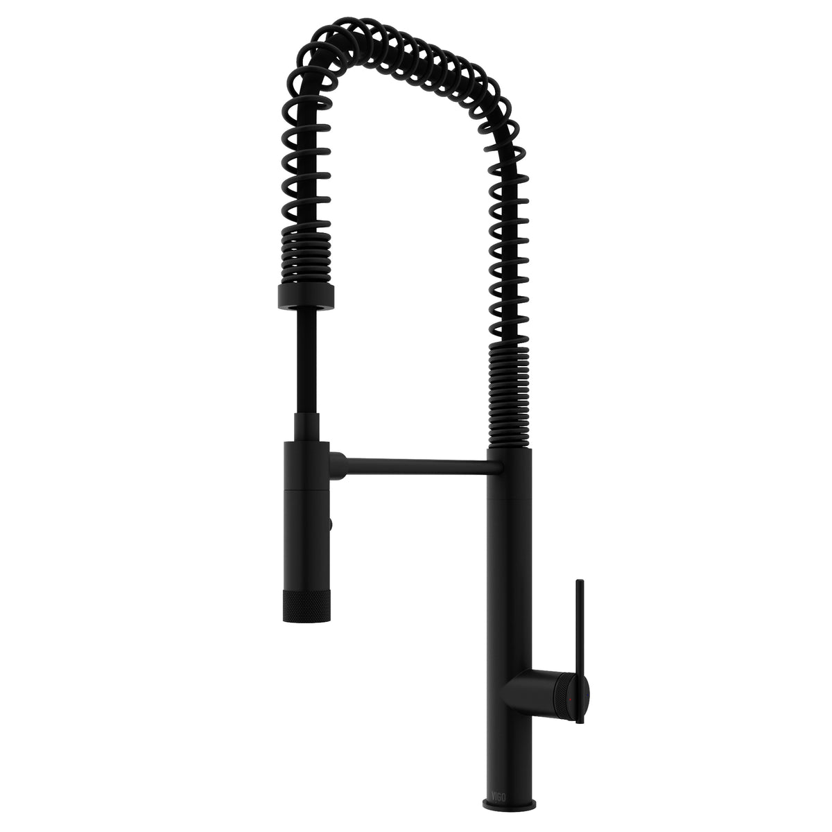 Brass kitchen faucet with matte black finish and included mounting hardware