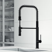 Deck mount kitchen faucet with pull-down sprayer and dual mode spray