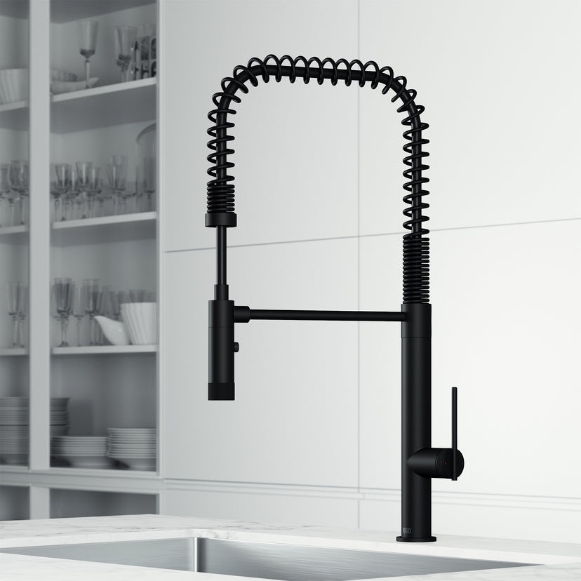 Deck mount kitchen faucet with pull-down sprayer and dual mode spray