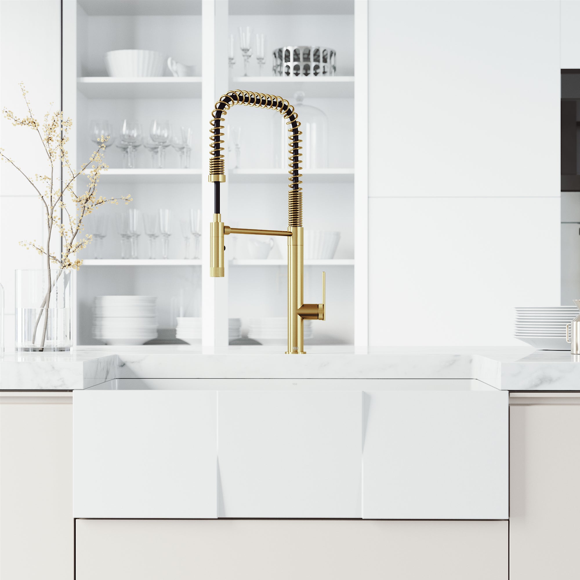 High-arc kitchen faucet with lever handle and spot-resistant finish