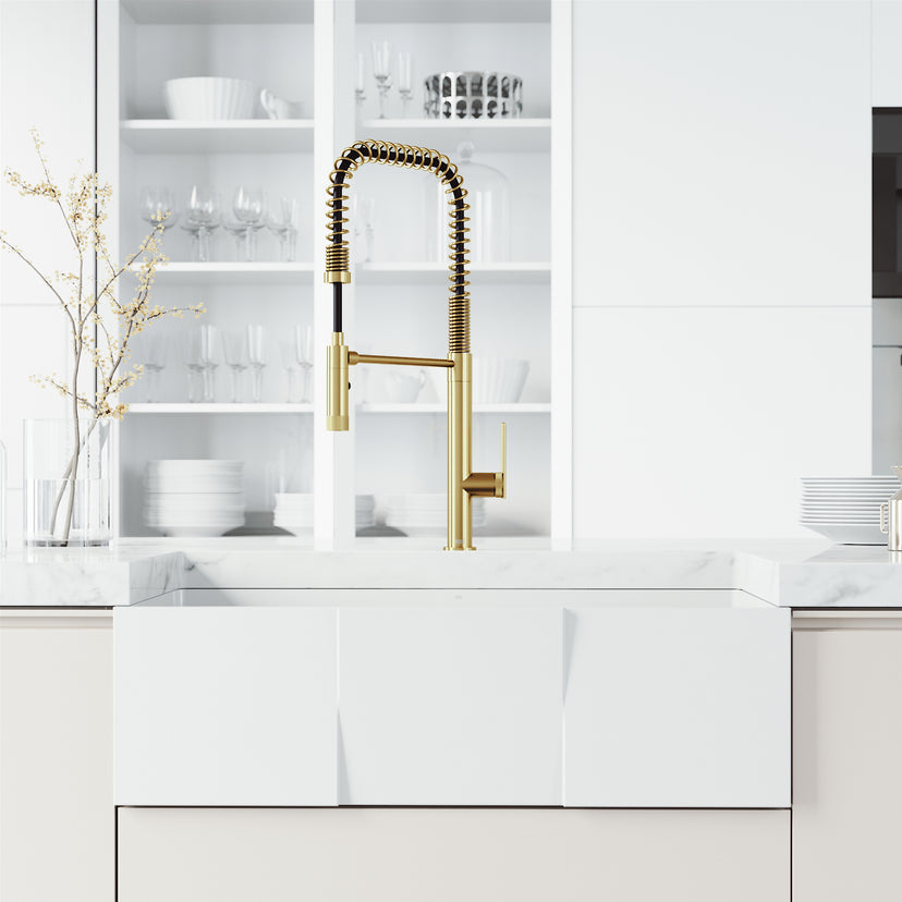 High-arc kitchen faucet with lever handle and spot-resistant finish