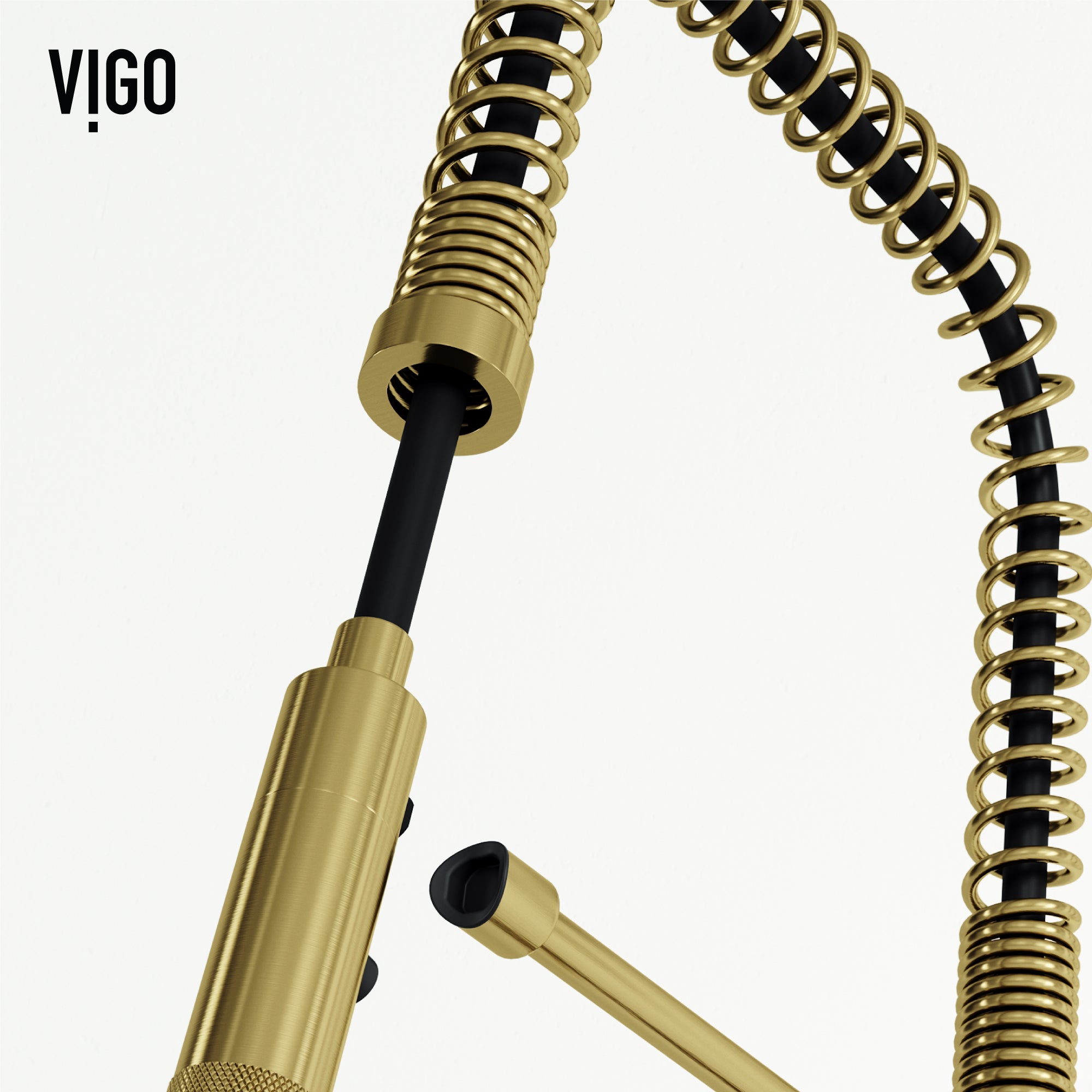 Gooseneck kitchen faucet in matte brushed gold with included supply lines