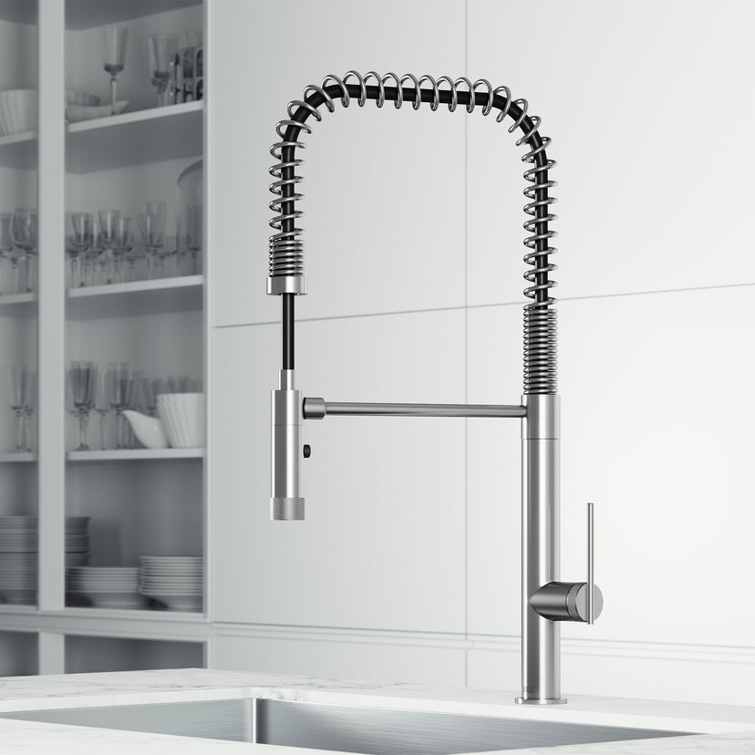 Deck mount faucet with pull-down sprayer and dual mode spray