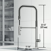 Modern kitchen faucet with lever handle, pull-down sprayer, and docking tech