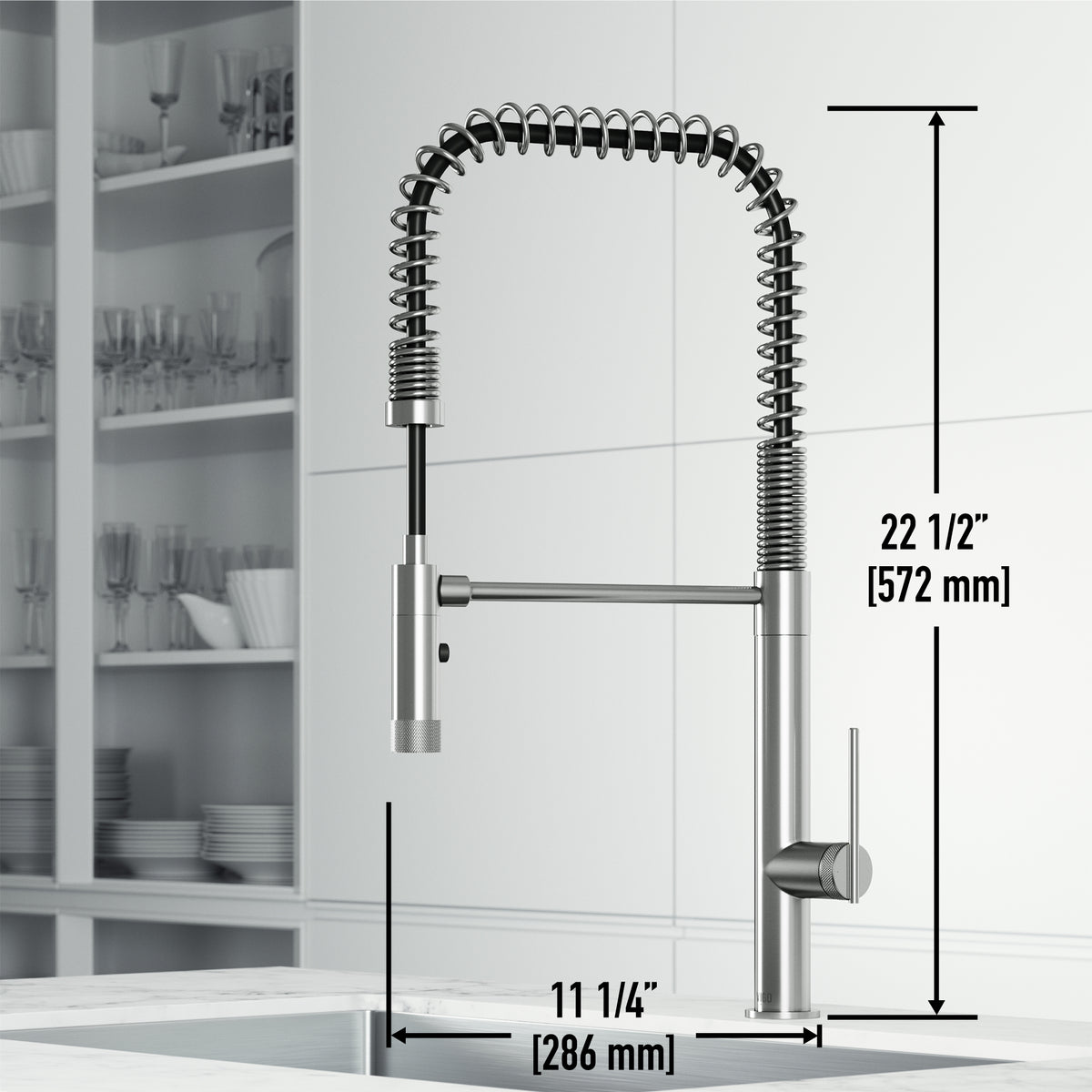 Modern kitchen faucet with lever handle, pull-down sprayer, and docking tech