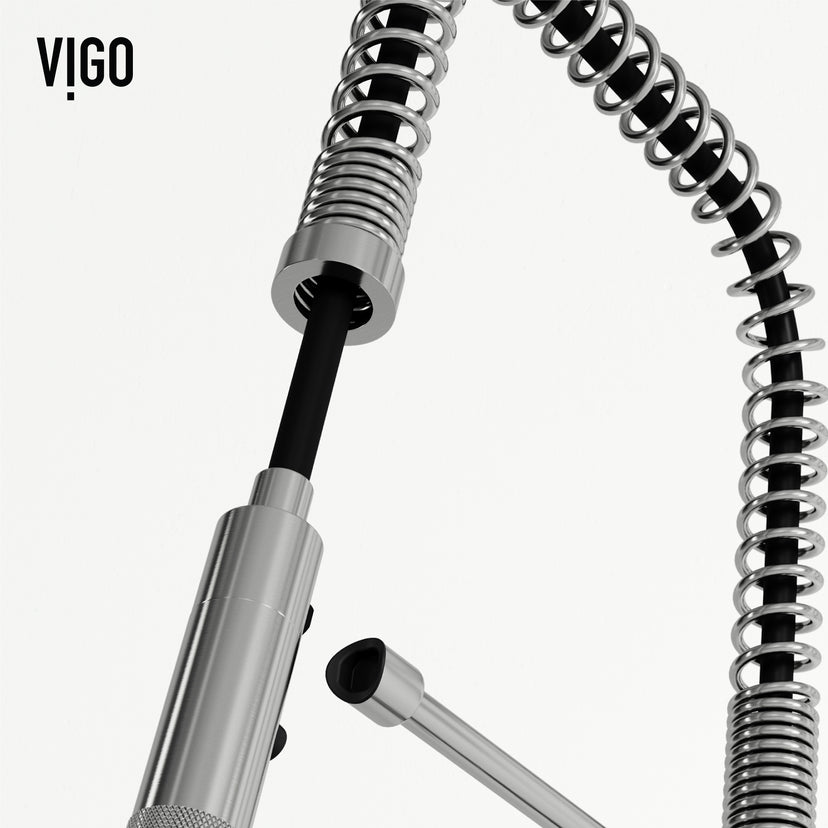 Gooseneck kitchen faucet in stainless steel with included supply lines