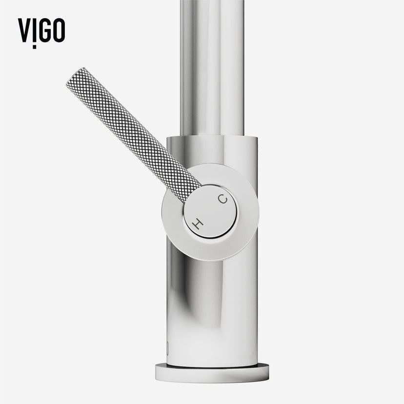 Modern deck-mounted kitchen faucet with ceramic disc cartridge and 360-degree swivel spout