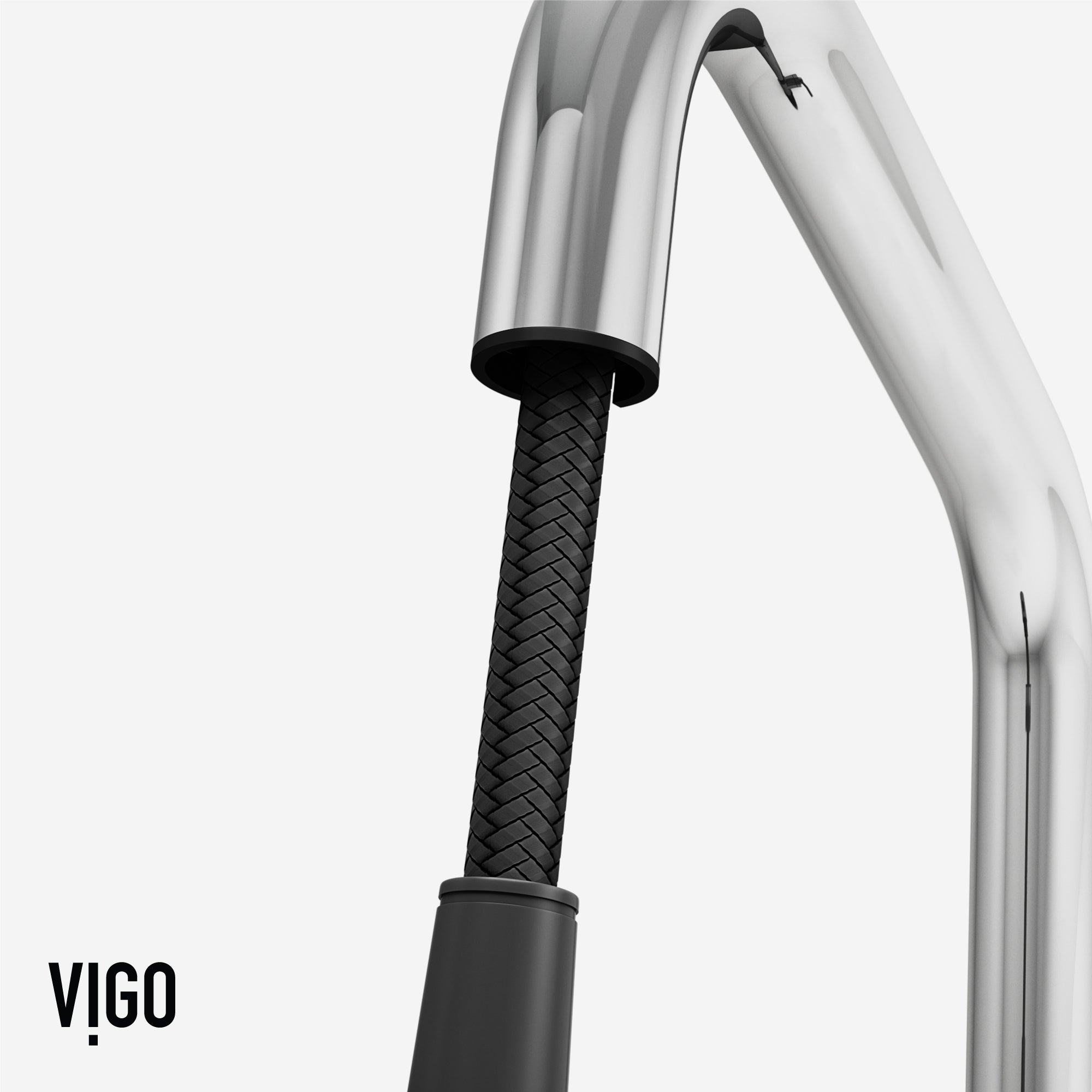 High-arc gooseneck kitchen faucet with lever handle and included supply lines