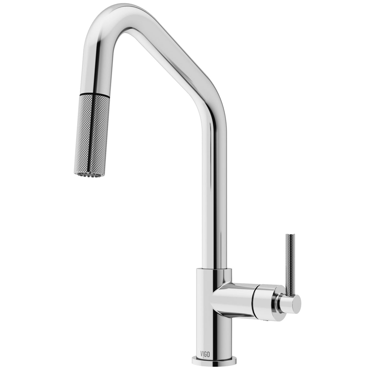 Chrome brass kitchen faucet with pre-rinse function and included mounting hardware