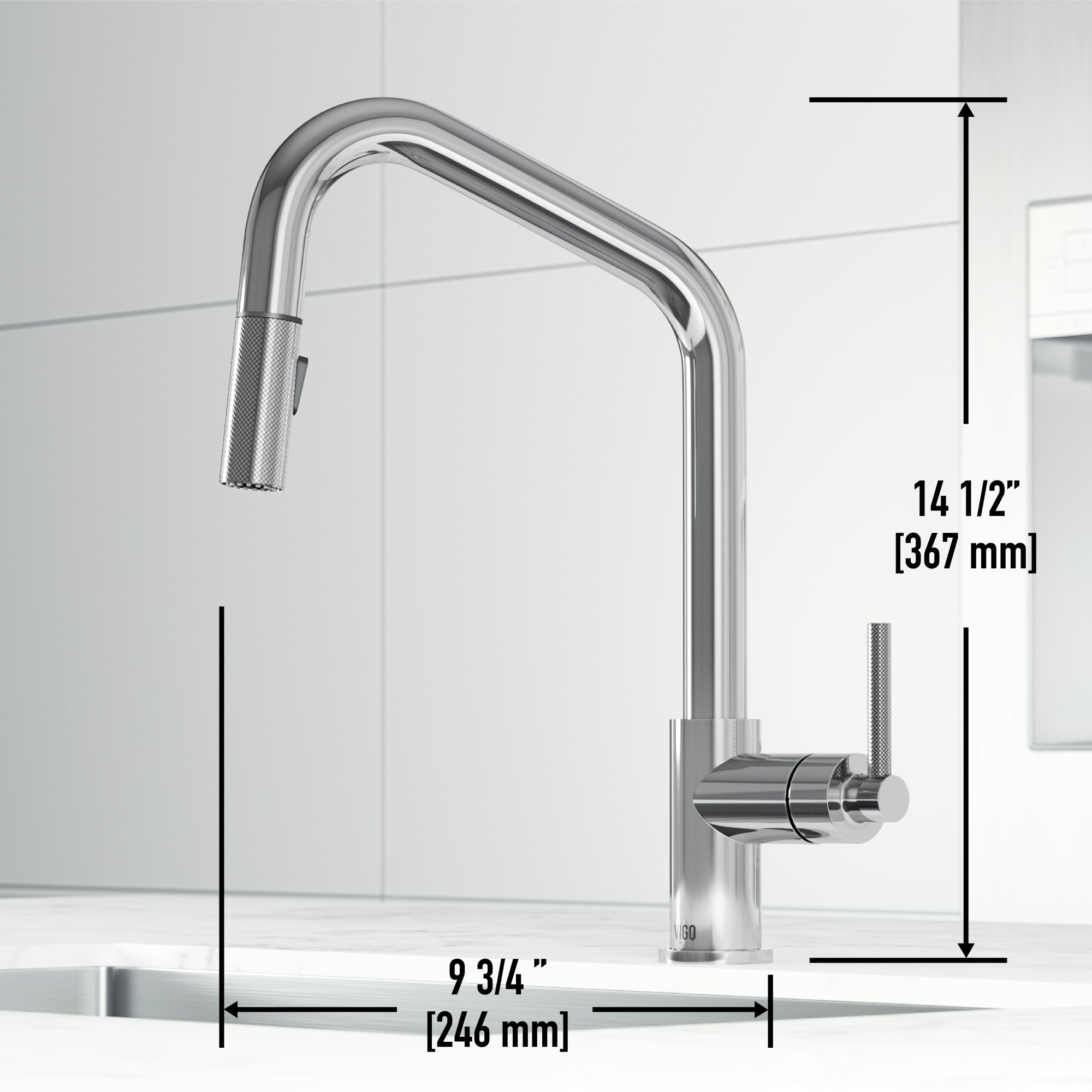 Pull-down kitchen faucet with lever handle and 360-degree spout swivel